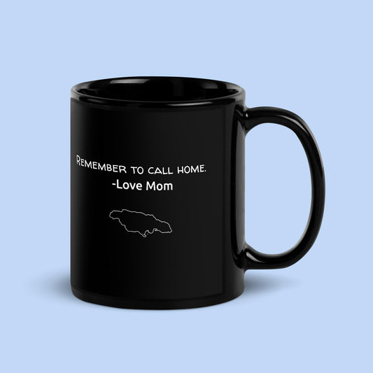 'Call Home' Black Glossy Mug